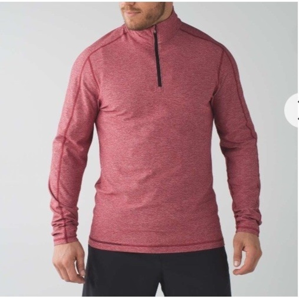 Lululemon Surge Warm 1/2 Zip Mens Large Pullover Heathered Red Gray Running